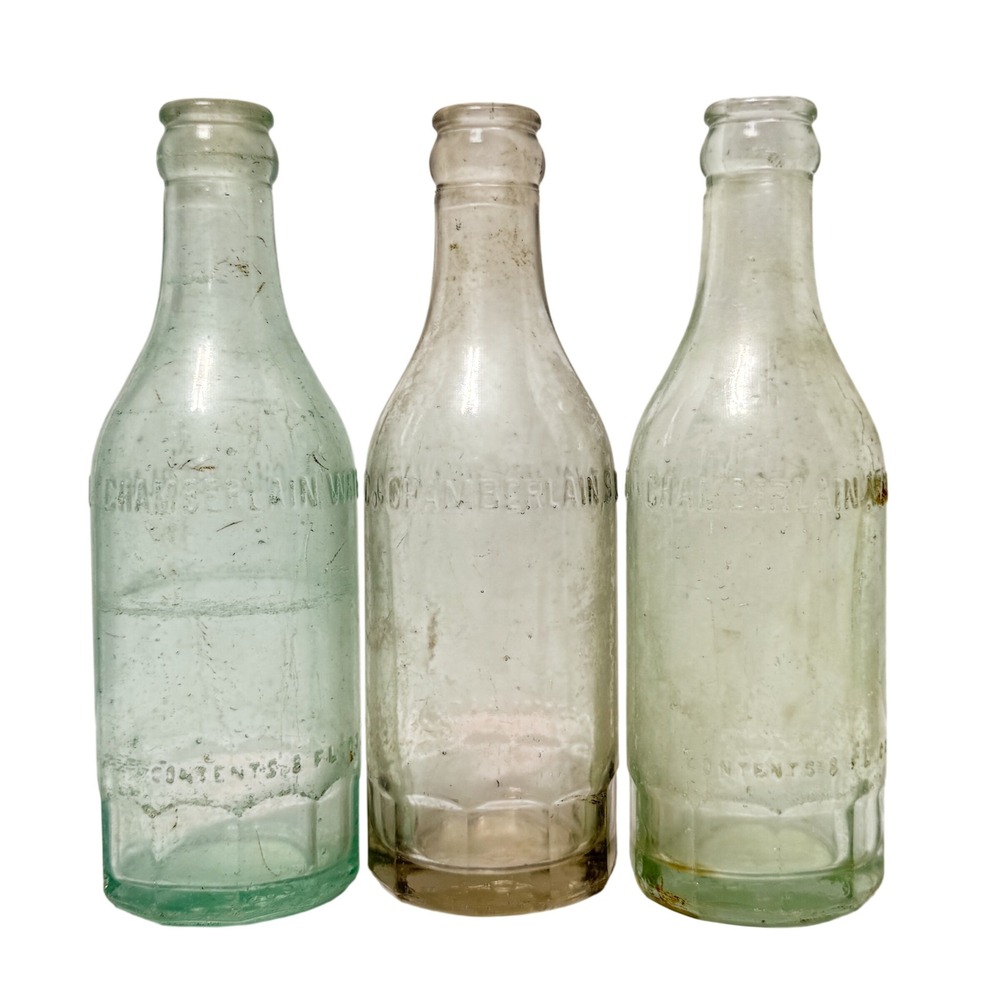 Vintage Chamberlain Water Co 8oz Glass Bottles Set of 3 *EMPTY*
